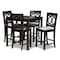 Baxton Studio Lenoir Gray Upholstered Espresso Finished 5-Piece Wood Pub Set 157-9594-9776 - alternate 1